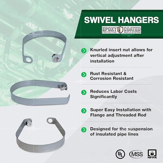 Highcraft ITSO-FQ02-10 Swivel Loop Pipe Hanger, Epoxy Coated Steel, 2 in. - Image 3