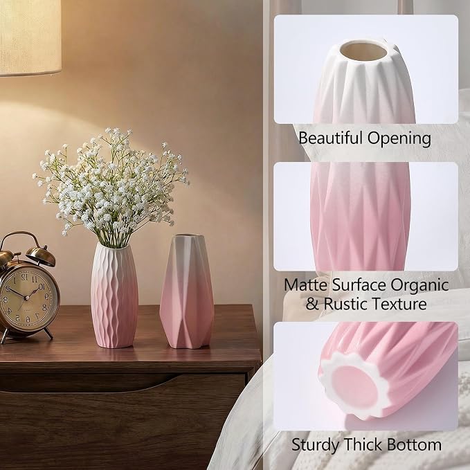BEAHOT Ceramic Bud Vases Set of 16 – Gradient Pink and White Mini Vases - Image 4