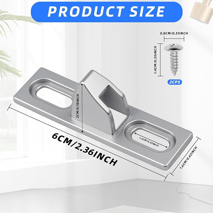 Sliding Door Keeper 1Set Chrome Plated Sliding Glass Lock - Image 2