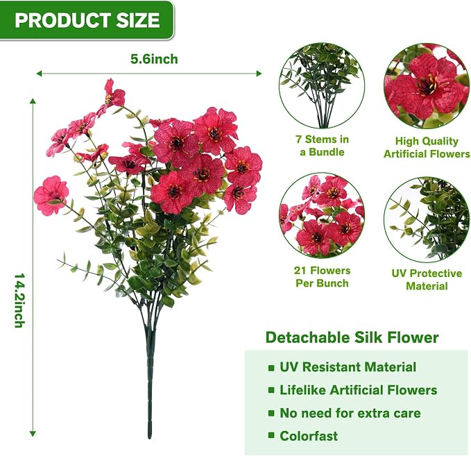 13 Bundles Artificial Flowers for Outdoors Summer Decoration | Silk Realistic - Image 7
