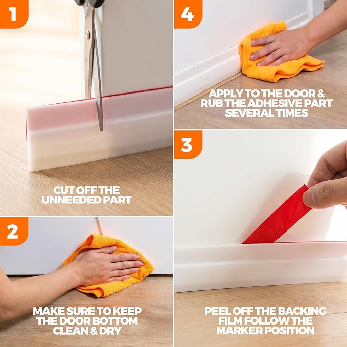 Holikme Door Draft Stopper 6-Pack, Under Door Seal - Image 6