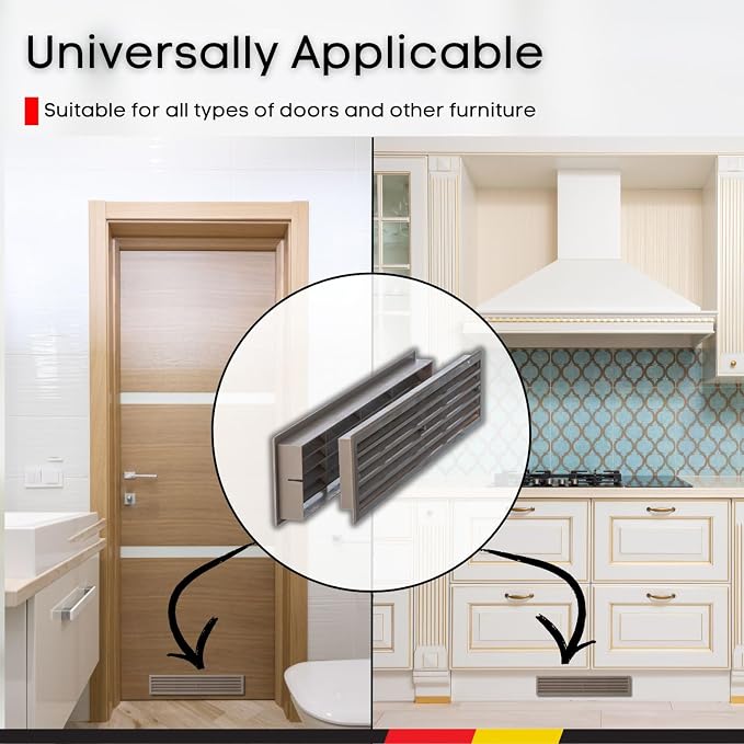 1 Set - Two Sided Door Vent Cover 17.7x3.6 inch - Beige/Oak Plastic Ventilation - Image 4