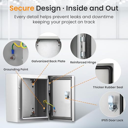 QILIPSU Metal Electrical Box IP65 Waterproof Steel Project Enclosure Lockable - Image 3