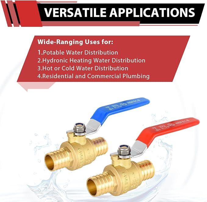 50-Pack EFIELD 1-Inch Pex Crimp Full Port Shut-off Brass Ball Valve - Image 4