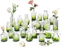 Clear Gradient Green Glass Bud Vase Set of 22 Pcs, Small Bud Vases in Bulk by JXINDUJU