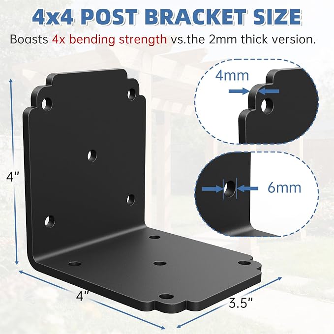 4"x4"x3.5" Heavy Duty L Bracket, 90 Degree Pergola Bracket - Image 7