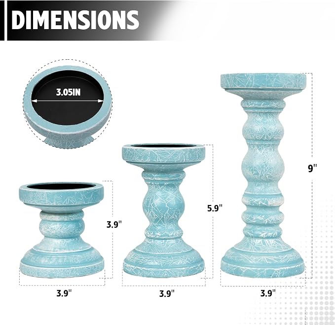 Candle Holder for Pillar Candle Set of 3, Ocean Themed Beach Decor Candle - Image 4