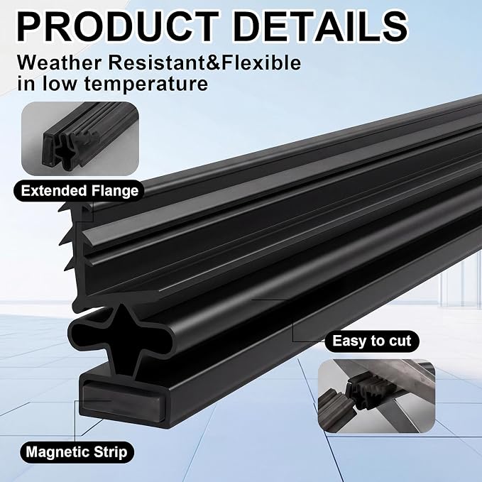 FoldTier 5 Pcs Magnetic Door Weather Stripping Kerf Seal Kit Vinyl, Top and - Image 3