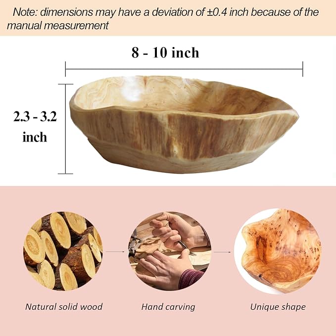 Wooden Bowl Decorative Wood Fruit Bowl | Irregular Creative Wood Bowls - Image 2