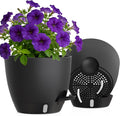 Self Watering Pots with Drainage Holes, 2 Pack 10 Inch Plant Pots with Water by KUGAZ