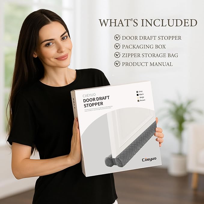 Ciieyuo Velvet Door Blocker for Bottom of Door, Adjustable 26–30 Inches | Door - Image 6