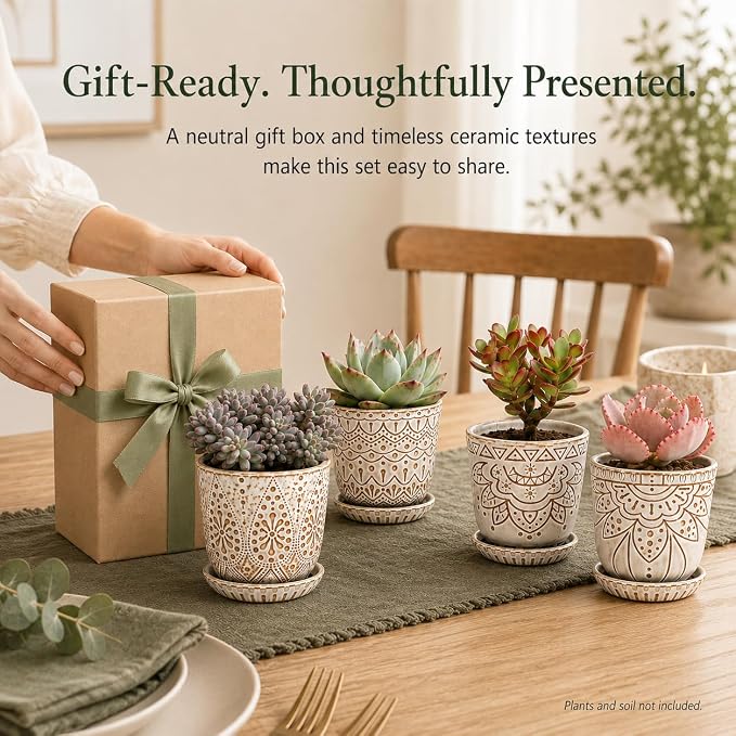 Gepege Ceramic Succulent Pots, 4 Inch Small Plant Pots - Image 6