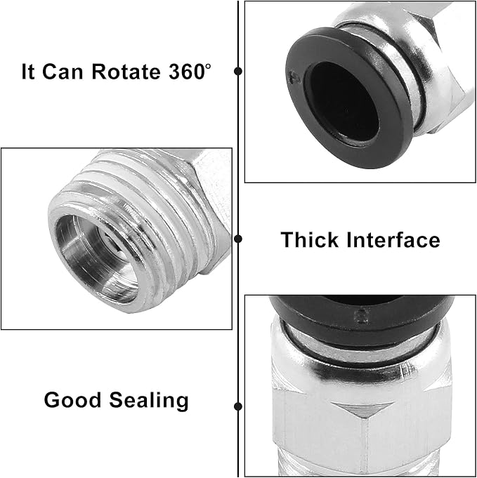 10Pcs 8mm Push Connect 1/4 NPT Male Straight Pneumatic Fitting | Pure Copper - Image 3