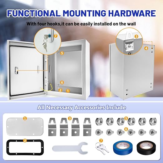 Electrical Junction Box 20x16x6, NEMA 4X IP66 Steel Enclosure Box | 1.5mm steel - Image 5