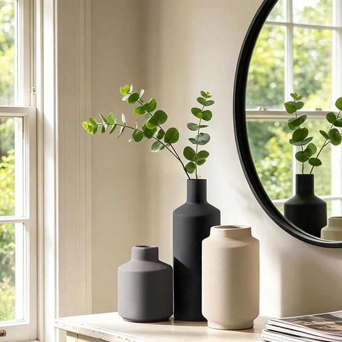 Ceramic Vase Set of 3, Modern Decorative Vases - Image 4