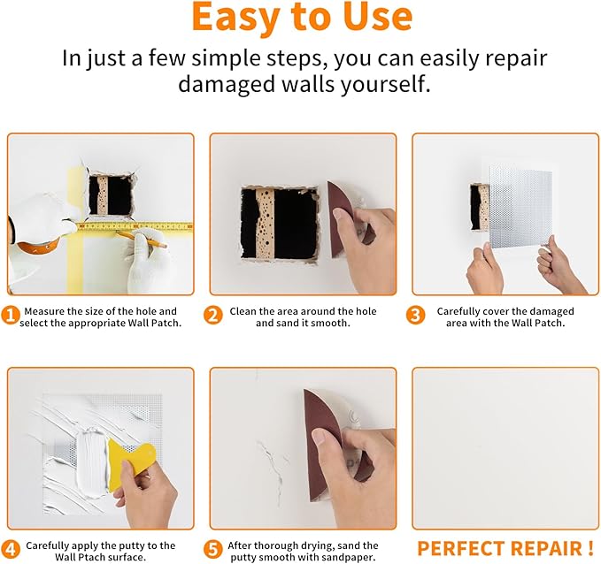 Wall Repair Patch Kit, 15 Pieces Aluminum Self-Adhesive Mesh Repair Patches - Image 6