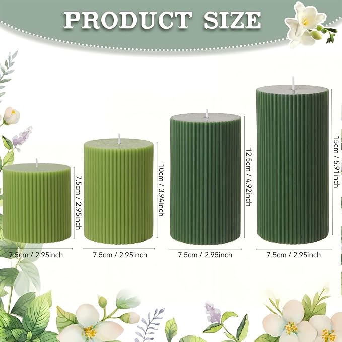 Ribbed Pillar Candle Large Mixed Soy Wax Scented Pillar Candles | Aesthetic - Image 2