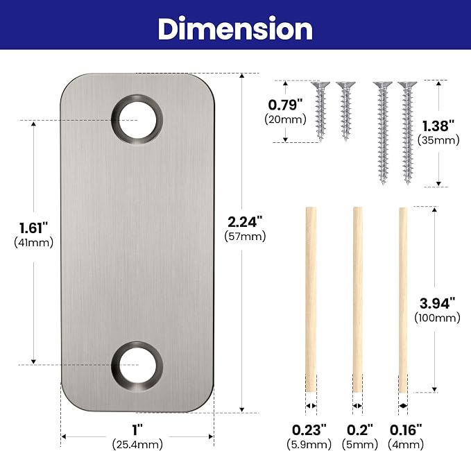 1" x 2-1/4" Door Hole Cover Plate, Stainless Steel Door Strike Filler Plate | - Image 2