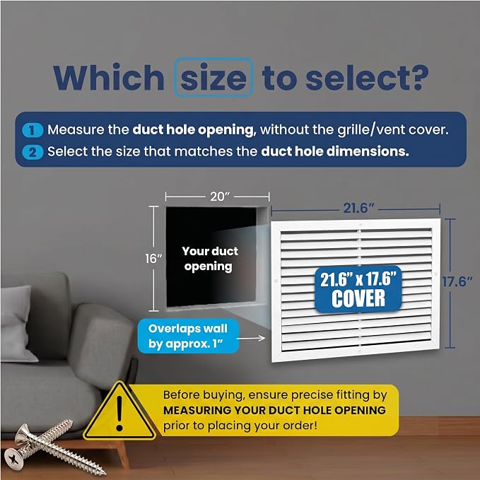 20x16 Aluminum Wall Ceiling Air Return Vent Cover HVAC Rustproof Grille - Image 2