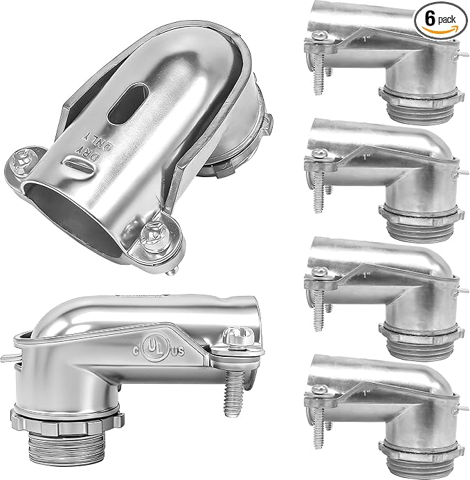 6-Pack 1 Inch 90-Degree BX Squeeze Connectors by Tewloss