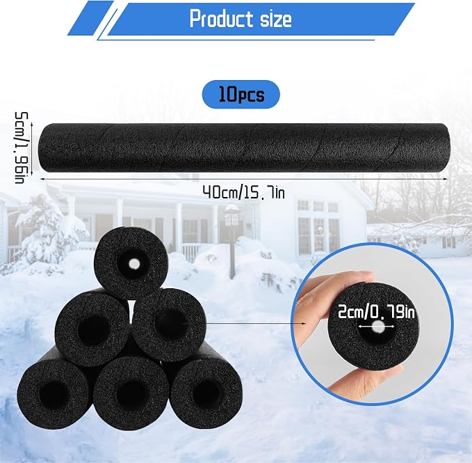 ATROPOS 10 Pack Foam Pipe Insulation Tubes, 15.7Inch Spiral Foam Covers - Image 2