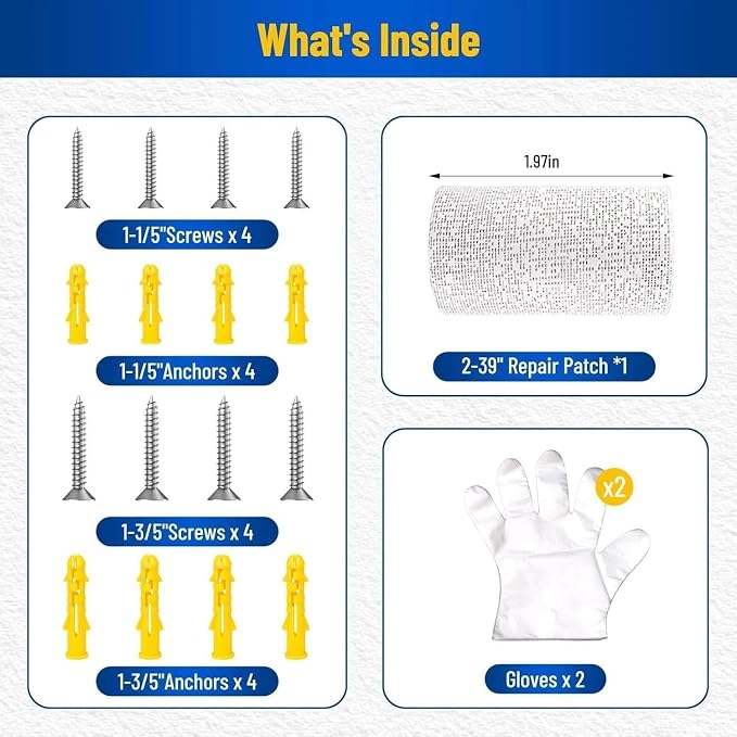 Kenbry Drywall Anchor Repair Kit, 1.96' x 39.37' Patch Easy Cut - Image 8