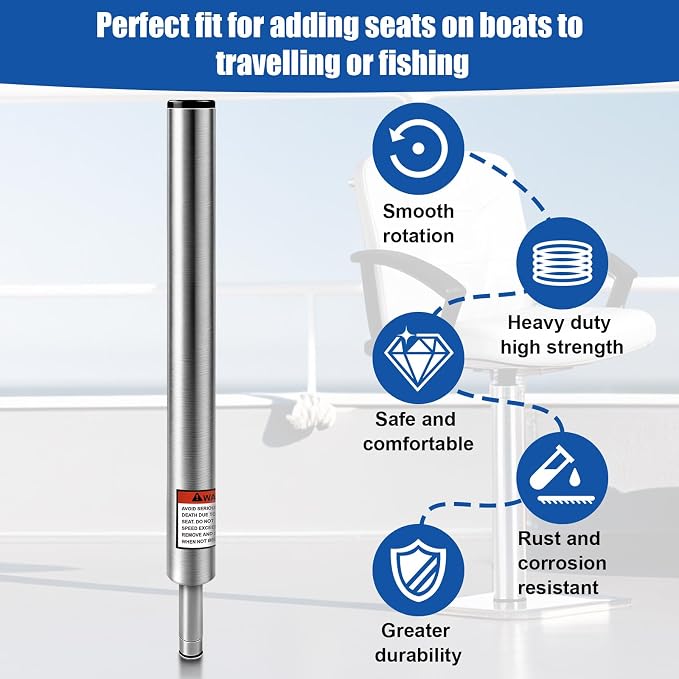 3/4" Boat Seat Pin Post, 16-Inch Height Marine Aluminum Alloy Pedestal Base Post - Image 4