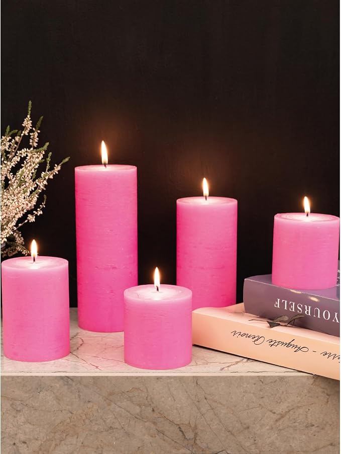 3x6 Pink Pillar Candles Set of 3 - Image 7