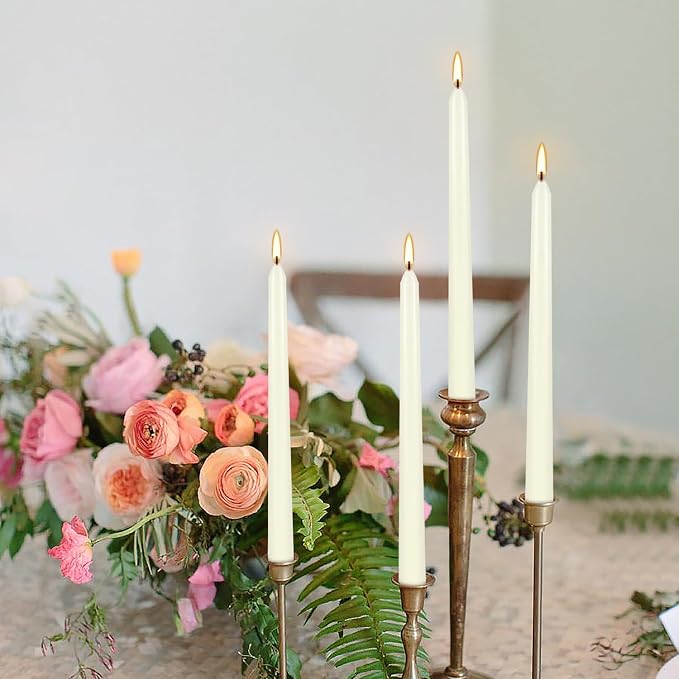 Howemon 8 Pack Ivory Taper Candles 10 Inch Tall 3/4 Inch Thick Burn 8 Hours - Image 4