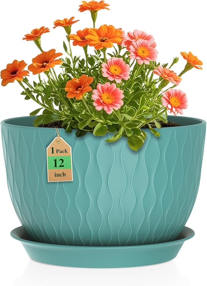 WSMKSZ 12 Inch Large Plant Pots by WSMKSZ