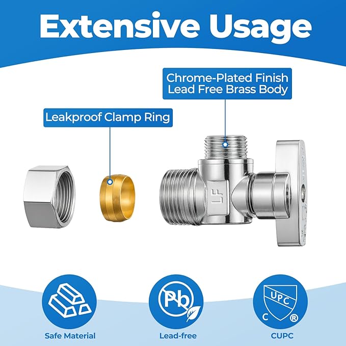 Angle Stop Valve 1/2" Nominal Compression Inlet x 3/8" OD Outlet, 1/4-Turn Shut - Image 5
