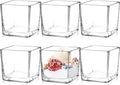6 Pack Square Glass Vases 3" x3" x 3", Wedding Party Home Decor by Comrzor