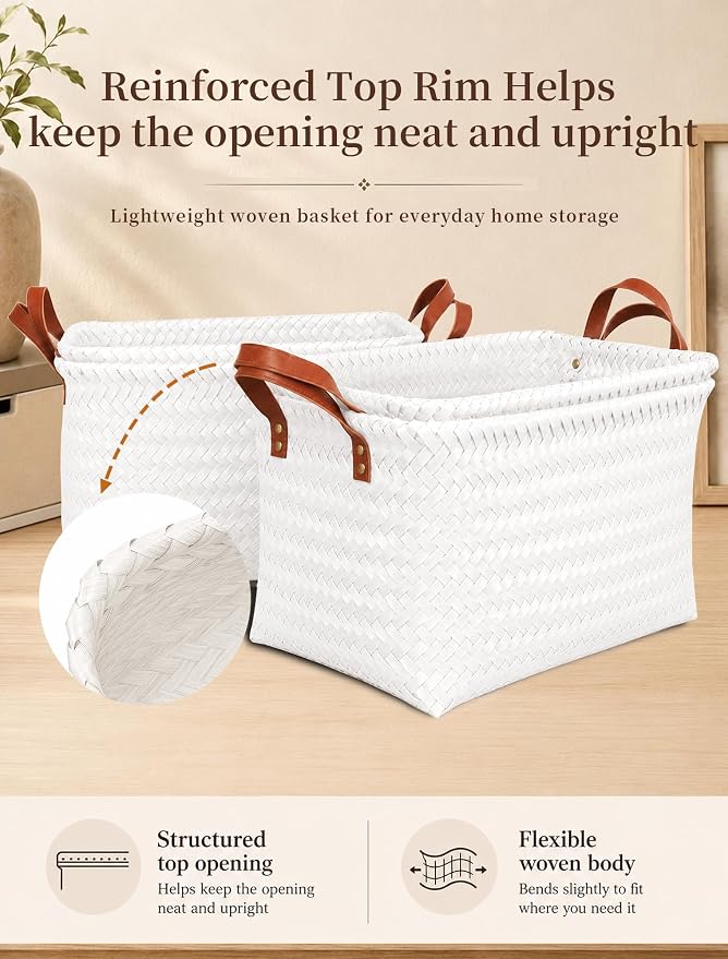 Wicker Storage Baskets, 4 Pack Woven Baskets - Image 5