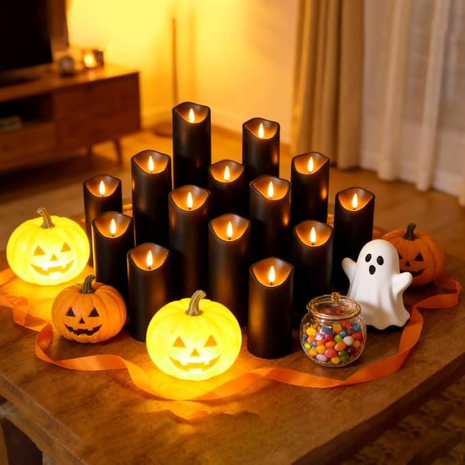 kakoya Flickering Flameless Candles, Battery Operated Plastic LED Pillar Candles - Image 2