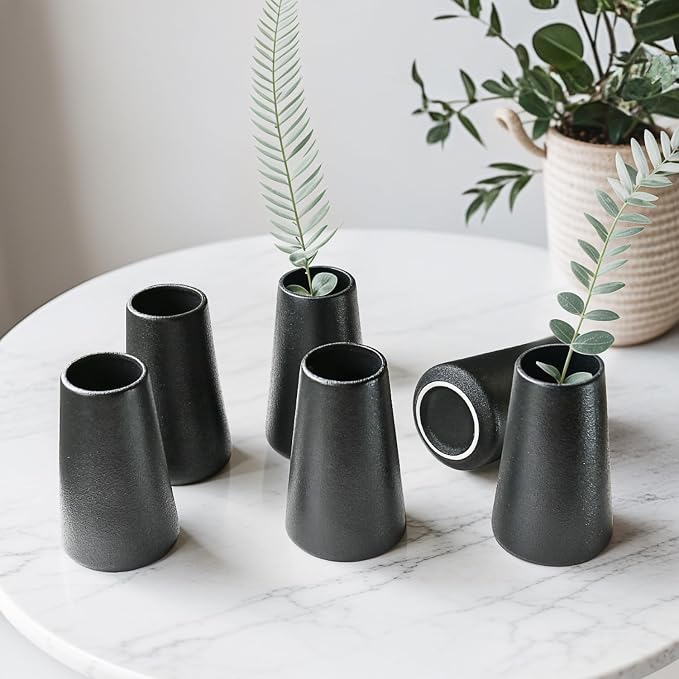Modern Black 5.9'' Ceramic Vase Set of 6 - Image 7