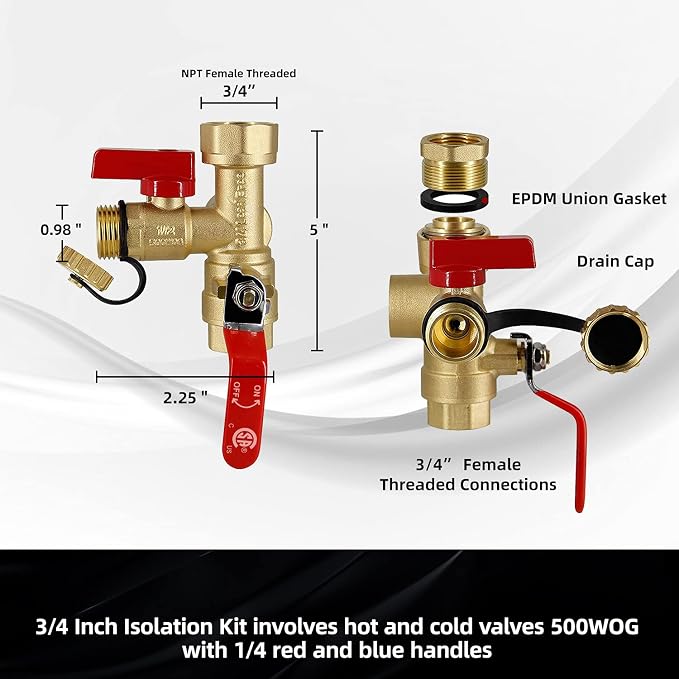 VAV 3/4" Tankless WaterHeater Valve Kit, Pressure Relie Valve, CSA Listed - Image 3
