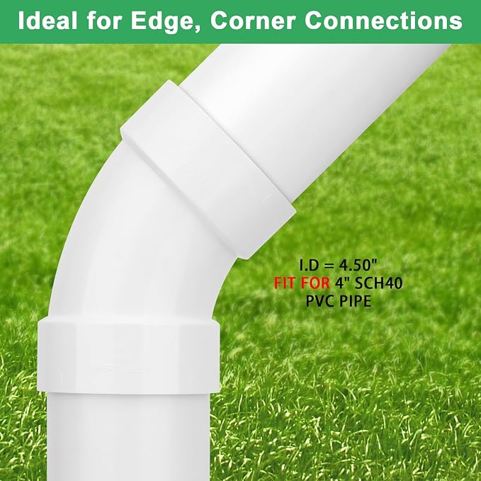 4" PVC DWV Sanitary 45-Degree Elbow Pipe Fitting Connector White SCH40 4" PVC - Image 3
