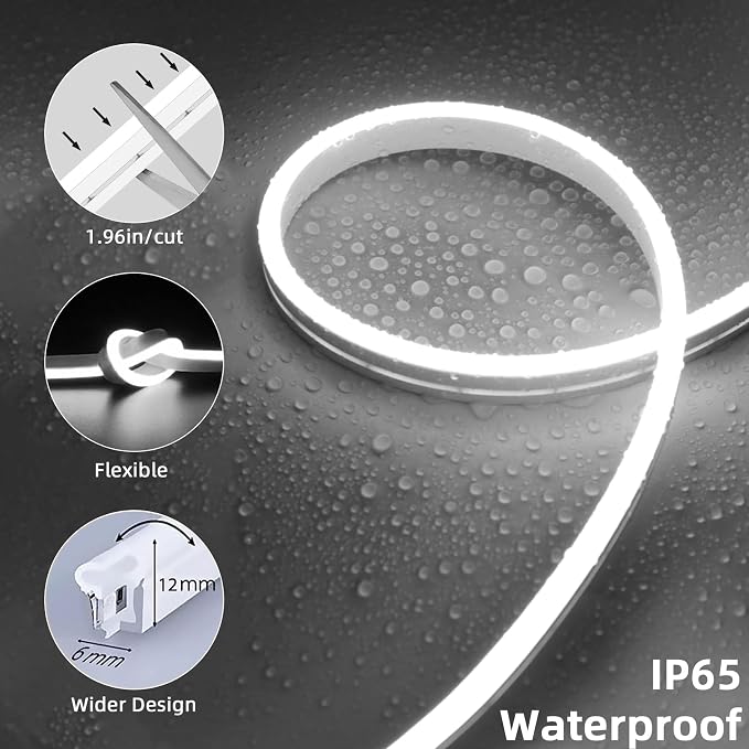 Lamomo LED Strip Lights 49.2FT White, Waterproof Silicone Flexible Neon Rope - Image 6