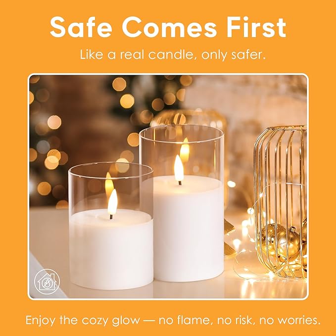 Clear Glass Flameless Candles - Image 6