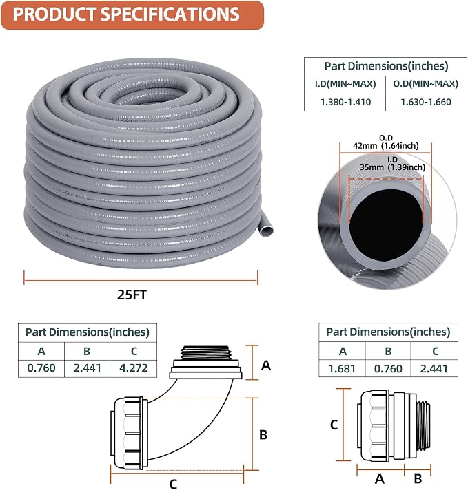 Liquid-Tight Conduit 1-1/4 inch 25ft w/UL Certification | Flexible Electrical - Image 2