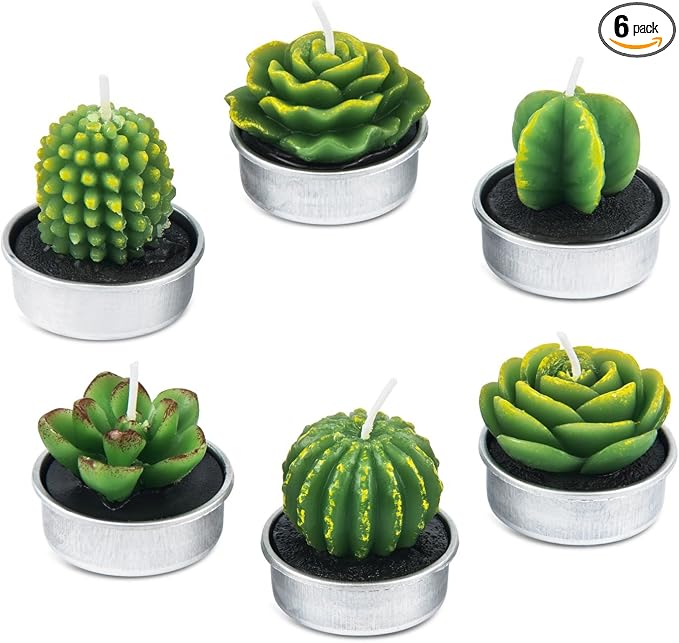Handmade Cactus Tealight Candles | Succulent Cactus Tea Light Candles by BEAUTYFLOWER