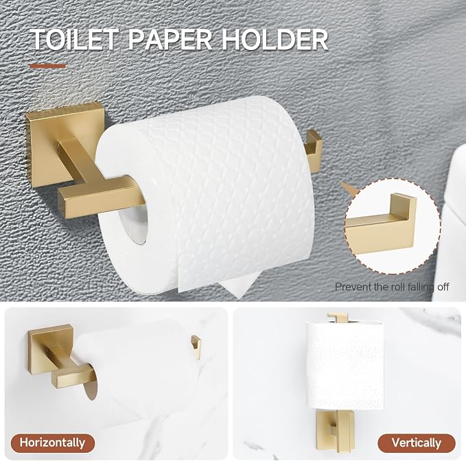 TQKAG 5 Piece Brushed Gold Bathroom Accessories 23.6" Bathroom Hardware Set - Image 5
