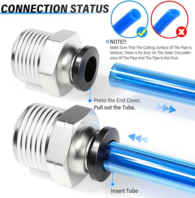 TAILONZ PNEUMATIC Male Straight 12mm Tube OD x 1/2 Inch NPT Thread Push to - Image 6