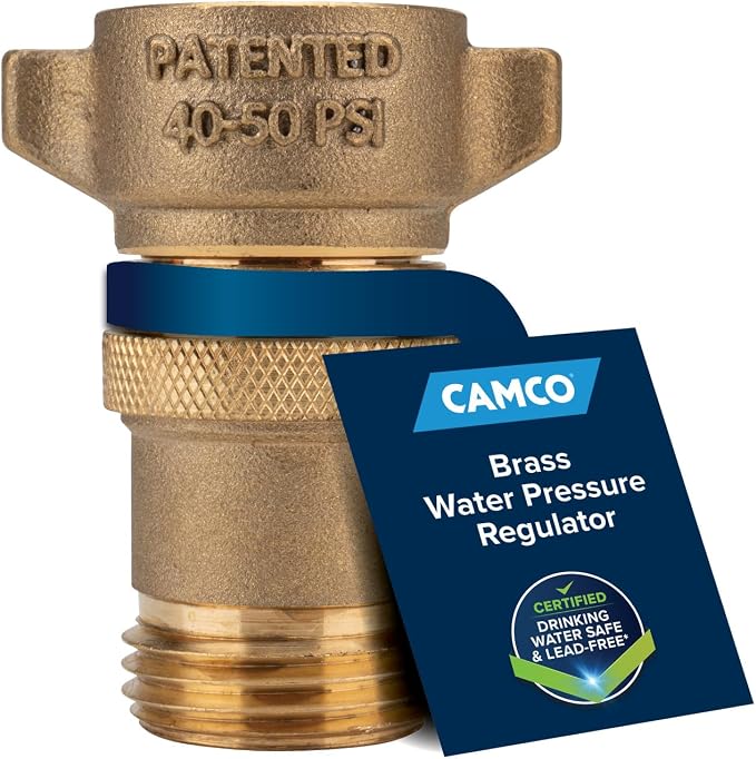Camco Brass Marine/RV Water Pressure Regulator – Protects RV Kitchen Small by Camco