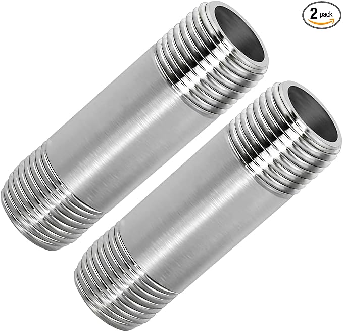 304 Stainless Steel Nipple Pipe Fitting 1" NPT X 1" NPT Male Thread Cast Pipe by Fitvell