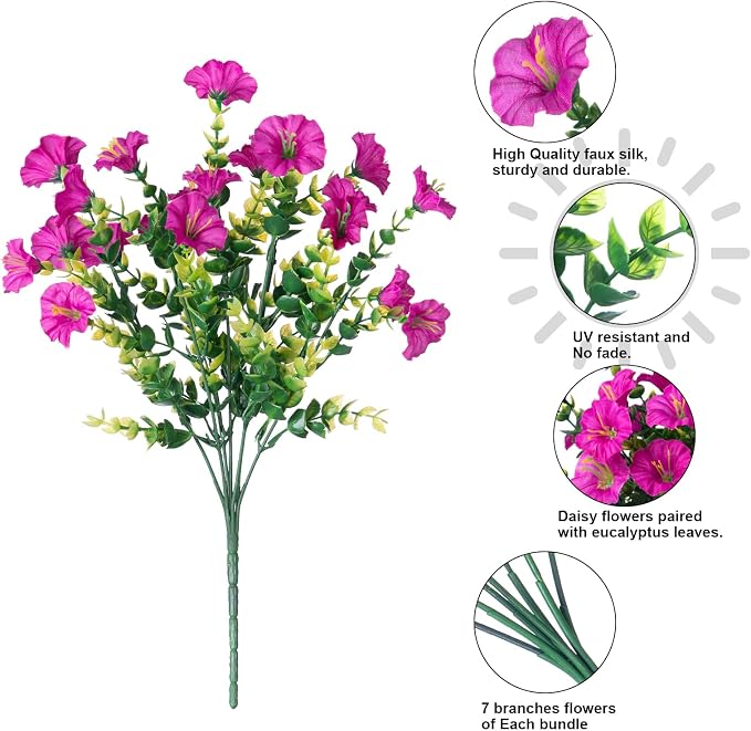 Artificial Flowers for Outdoors Fake Plants Outside Decoration, 12 Bundles Faux - Image 7