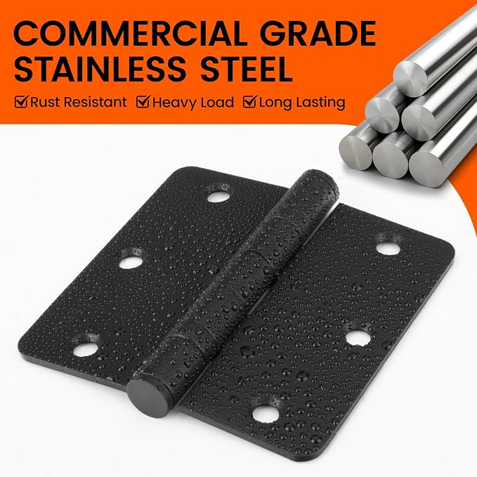 Ball Bearing Door Hinges 3 Pack 3.5 Inch Stainless Steel Matte Black Door Hinges - Image 2