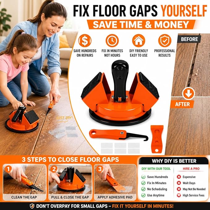 Floor Gap Repair Kit for Laminate & Vinyl Flooring, Suction Cup Gap Fixer | 45° - Image 5