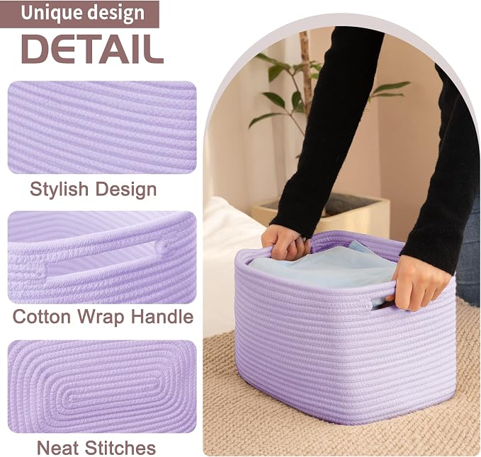 OIAHOMY 4 Pack Storage Baskets for Organizing 15L Cube Storage Bins Purple | - Image 3