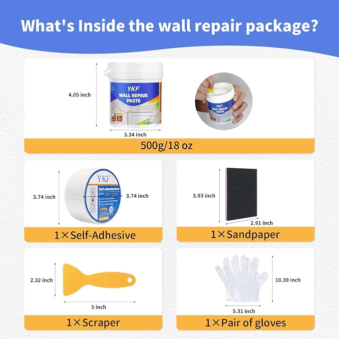 YKF Drywall Repair Kit, 18 oz Ready to Use Quick Dry Wall Repair Paste - Image 9
